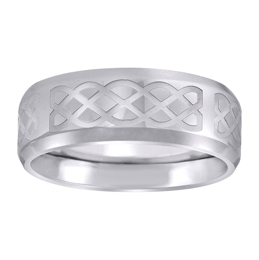 Stainless Steel Mens Celtic Polished Beveled Edge Polished Comfort-Fit Fashion Bridal Anniversary Wedding Engagement Band Ring