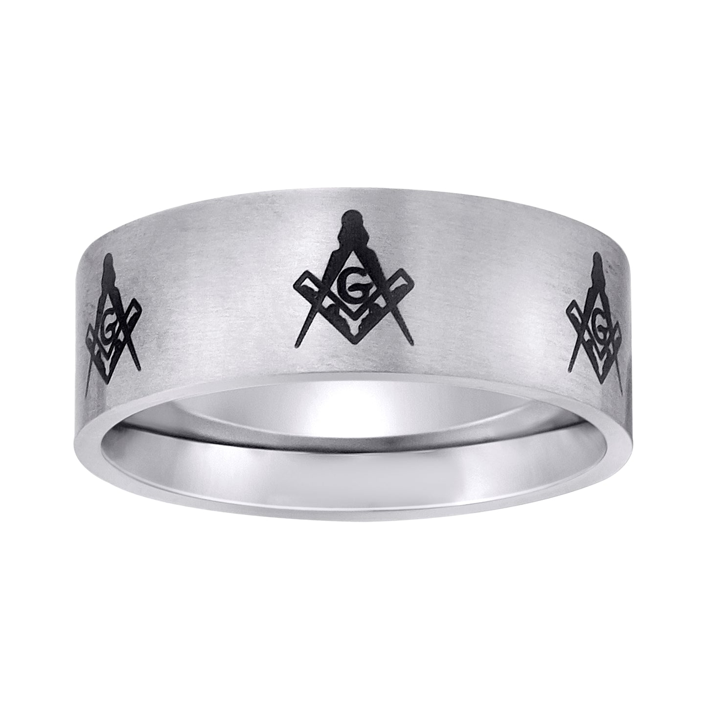 Stainless Steel Mens Masonic Laser Pattern Sizes 7 - 14 Comfort-Fit Bridal Anniversary Engagement Wedding Band Ring