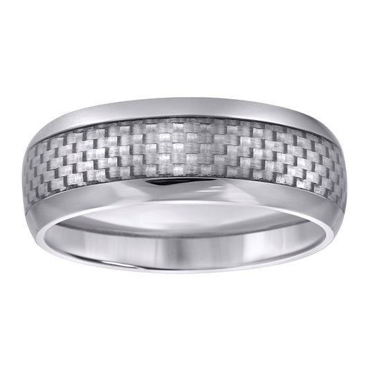 Stainless Steel Mens Carbon Fiber Inlay Polished Sizes 7 - 14 Comfort-Fit Fashion Bridal Anniversary Wedding Engagement Band Ring