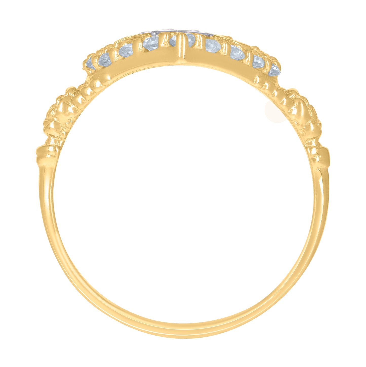 14K Two-tone Gold Womens Cubic-Zirconia I Love U Heart Ring