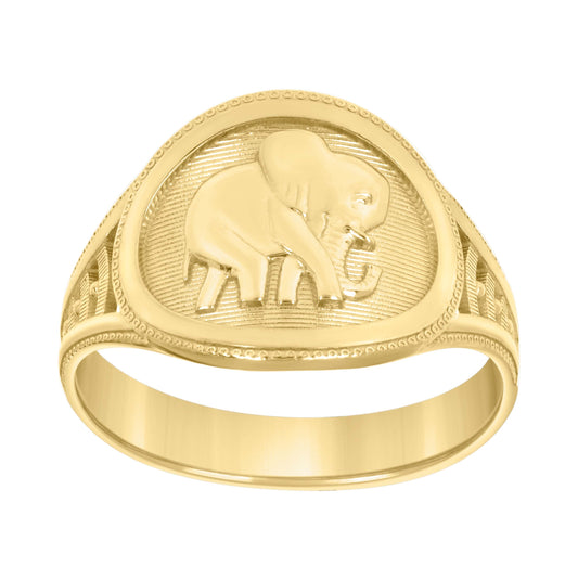 14K Gold Womens Two-Tone Elephant Size 7 Good Luck Band Ring