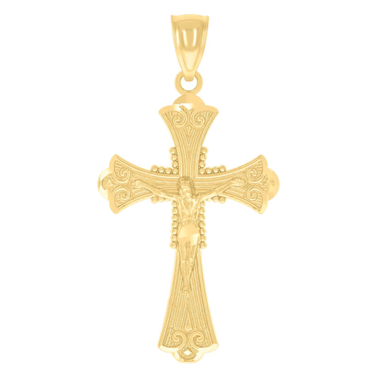 14K Yellow Gold Unisex Cross Pendant Religious Charm