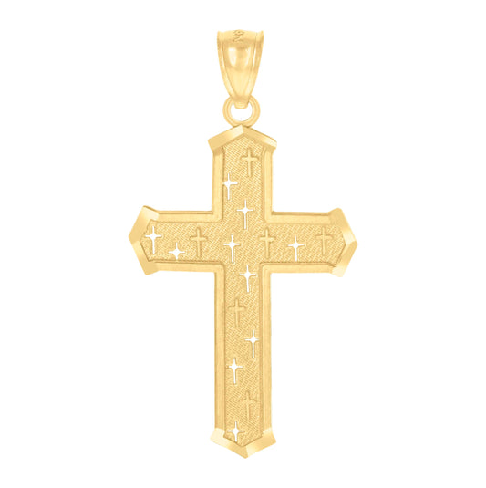 14K Yellow Gold Unisex Cross Pendant Religious Charm