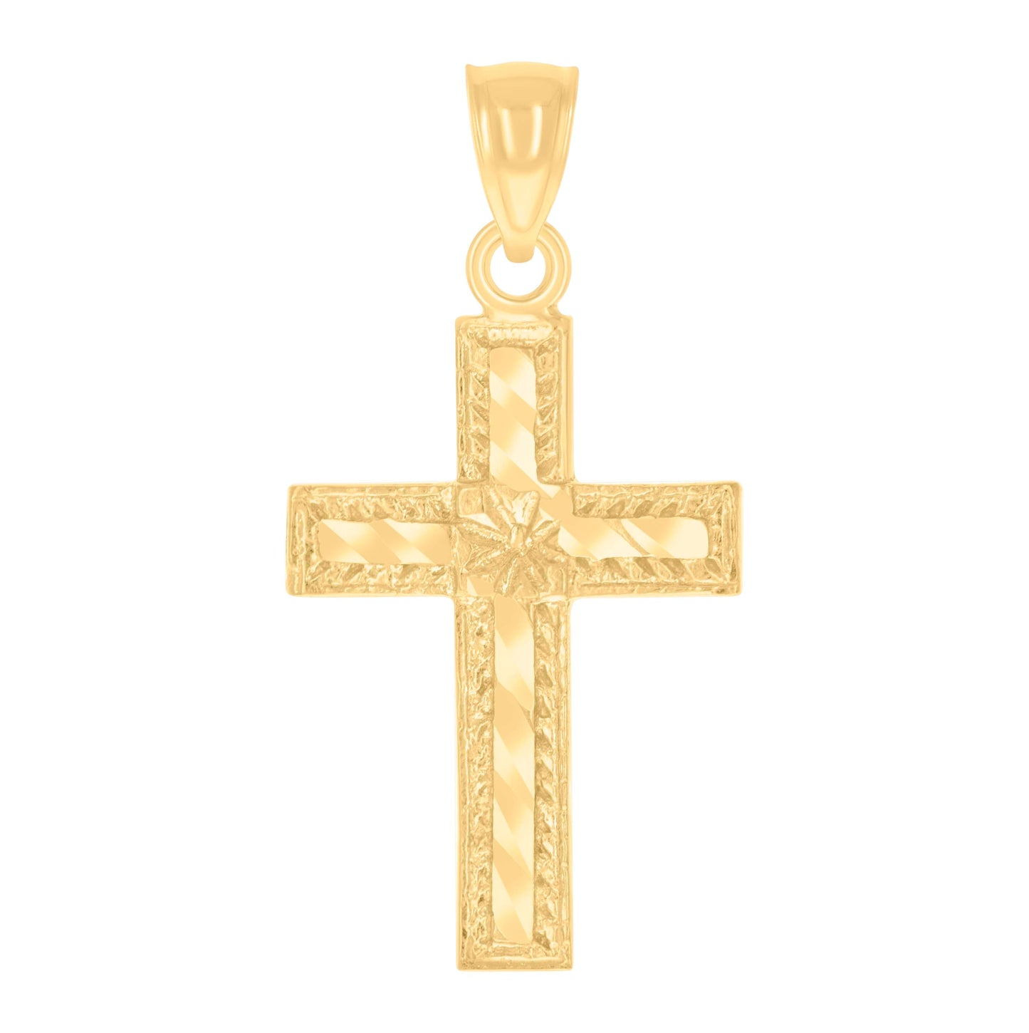 14K Yellow Gold Womens Diamond-Cut Cross Ht:29.5Mm Religious Pendant Charm