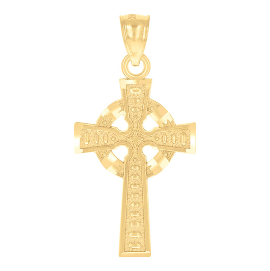 14K Yellow Gold Womens God Is Love Cross Religious Pendant Charm