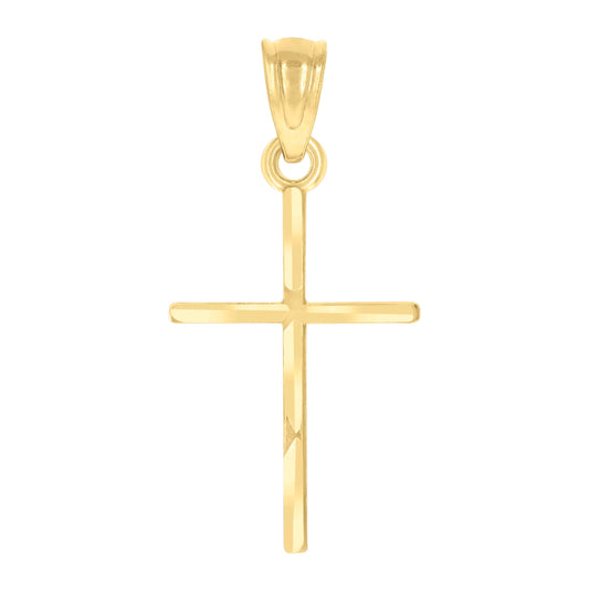 14K Yellow Gold Unisex Cross Religious Pendant Charm