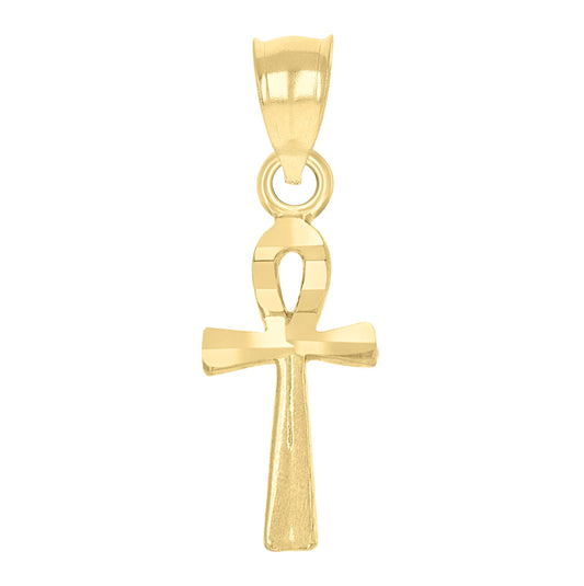 14K Yellow Gold Unisex Polished Ankh Ht:20.2Mm Religious Pendant Charm