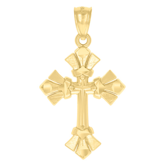14K Yellow Gold Unisex Cross Ht:25.8Mm Religious Pendant Charm