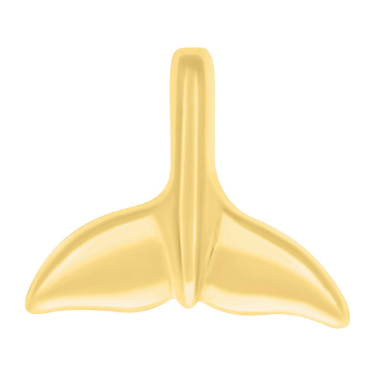 14K Yellow Gold Unisex Diamond-Cut Fish Tail Animal Ht:14.3Mm Pendant Charm
