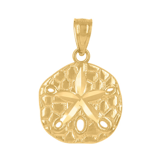 14K Yellow Gold Unisex Diamond-Cut Star Fish Ht:19.7Mm Animal Pendant Charm