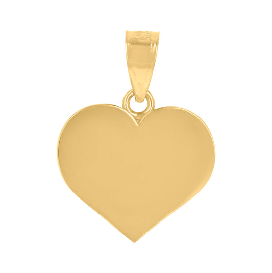 14K Yellow Gold Womens Heart Pendant Charm