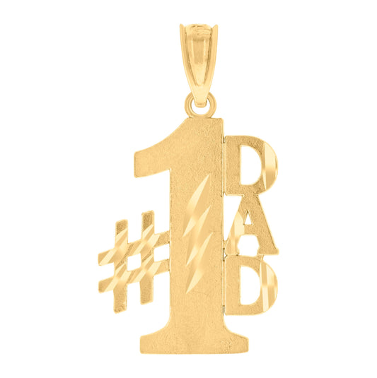14K Yellow Gold Womens Diamond-Cut No.1 Dad Talking Pendant Charm