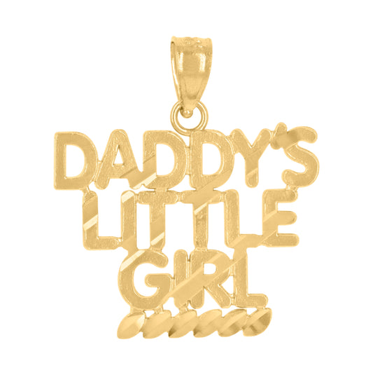 14K Yellow Gold Womens Diamond-Cut Daddy'S Little Girl Pendant Charm