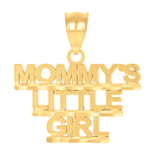 14K Yellow Gold Womens Diamond-Cut Mommy'S Little Girl Pendant Charm