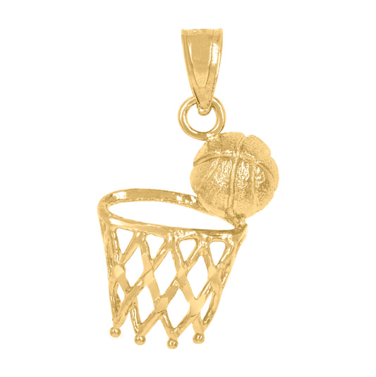 14K Yellow Gold Womens Basket Ball Sports Pendant Charm