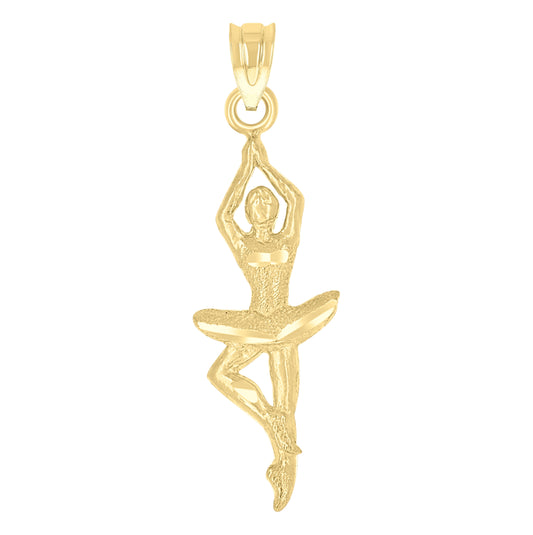 14K Yellow Gold Womens Ballerina Ballet Dancer Sports Pendant Charm