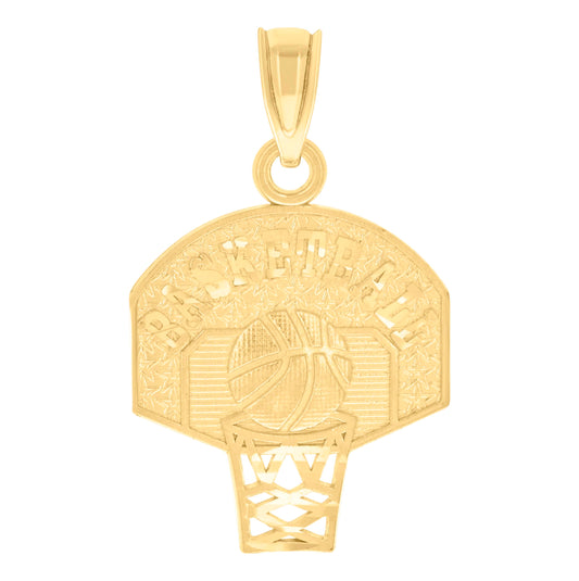 14K Yellow Gold Womens Basketball Sports Pendant Charm