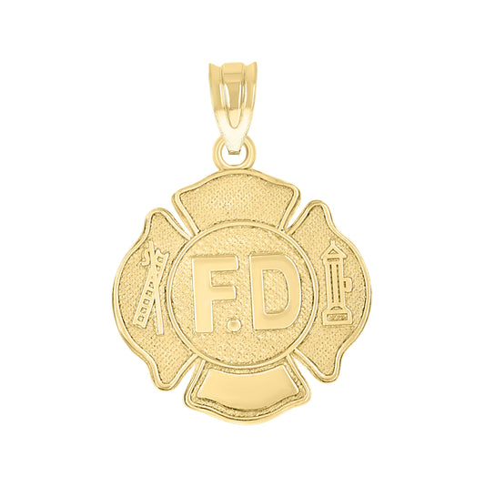 14K Yellow Gold Unisex Fd Badge Pendant Charm