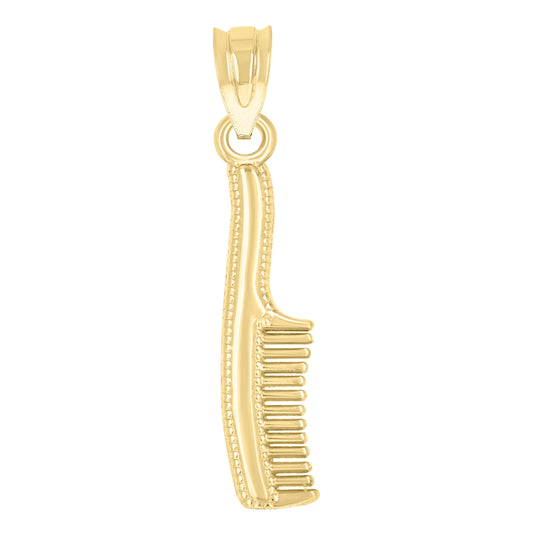 14K Yellow Gold Unisex Hair Comb Pendant Charm