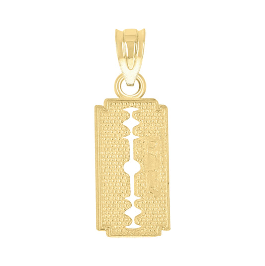 14K Yellow Gold Womens Razor Blade Ht:20.1Mm Pendant Charm