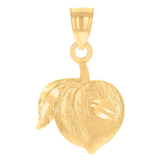14K Yellow Gold Womens Diamond-Cut Peach Food Fashion Pendant Charm