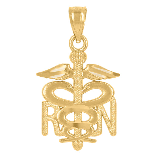 14K Yellow Gold Womens Rn Nurse Ht:23Mm Pendant Charm