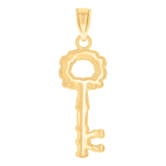 14K Yellow Gold Unisex Key Ht:27.2Mm Pendant Charm
