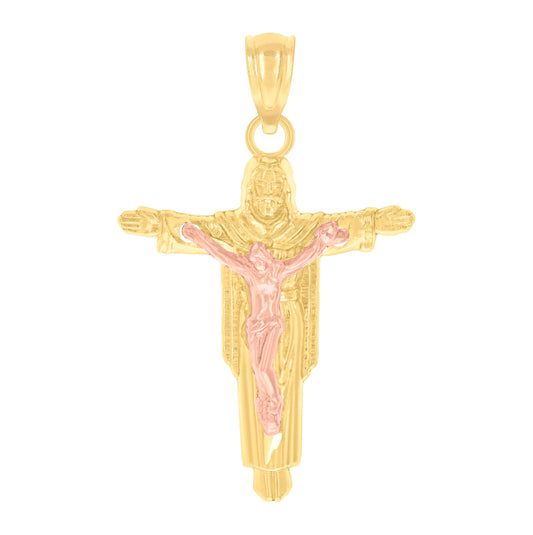 14K Gold Unisex Two-Tone Jesus Religious Ht:25.7Mm Pendant Charm