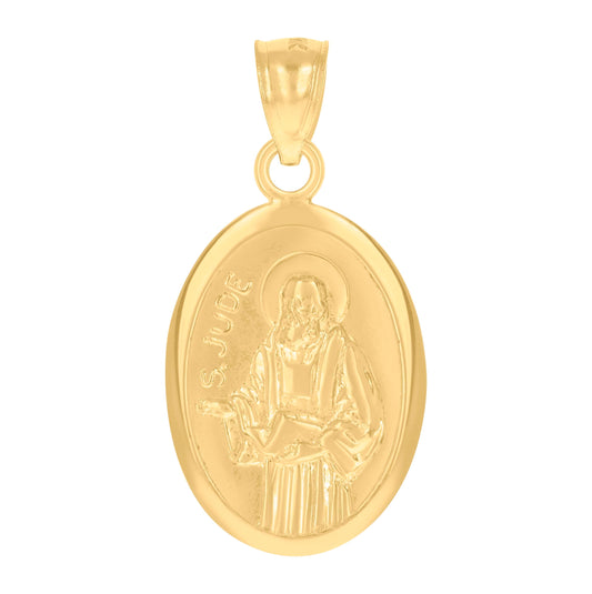 14K Yellow Gold Womens Saint Jude Religious Pendant Charm