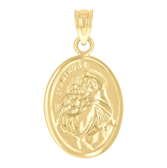 14K Yellow Gold Womens Saint Anthony Religious Pendant Charm