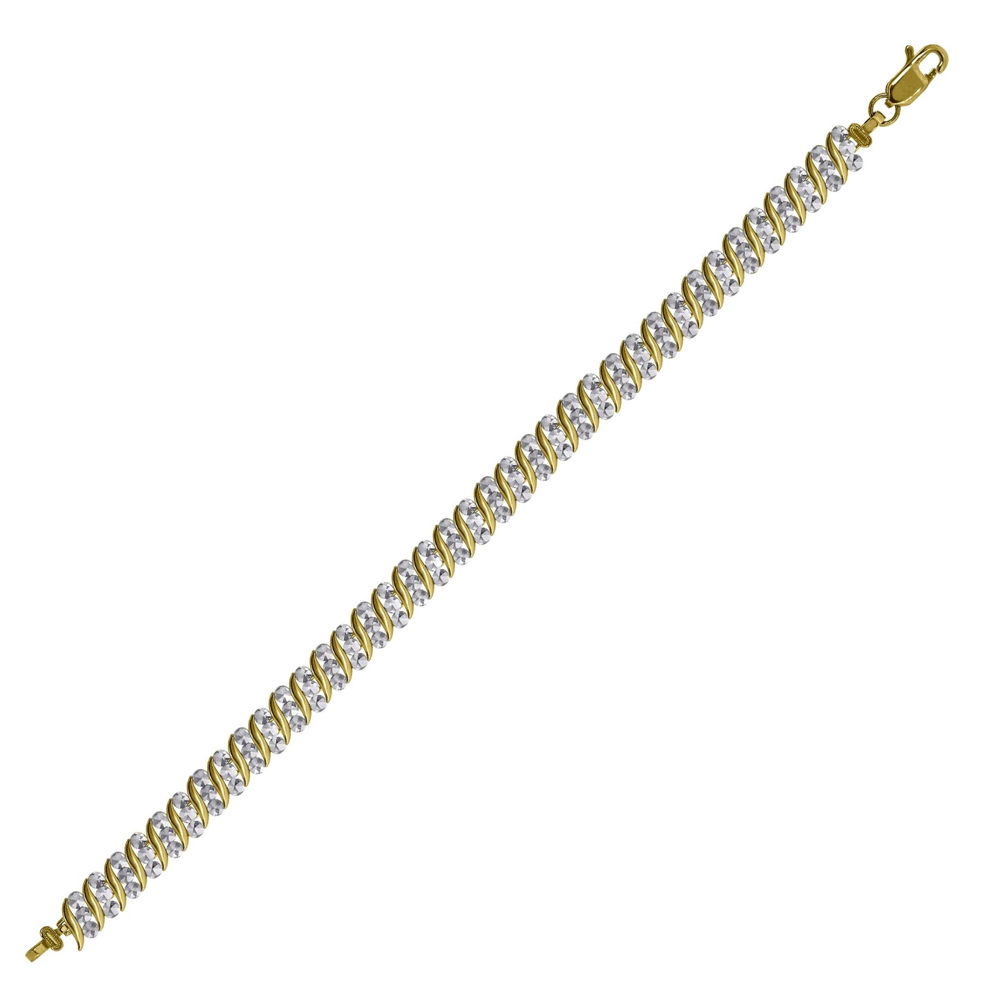10K Two-Tone Gold Womens Link Bracelet Size 7 Inches