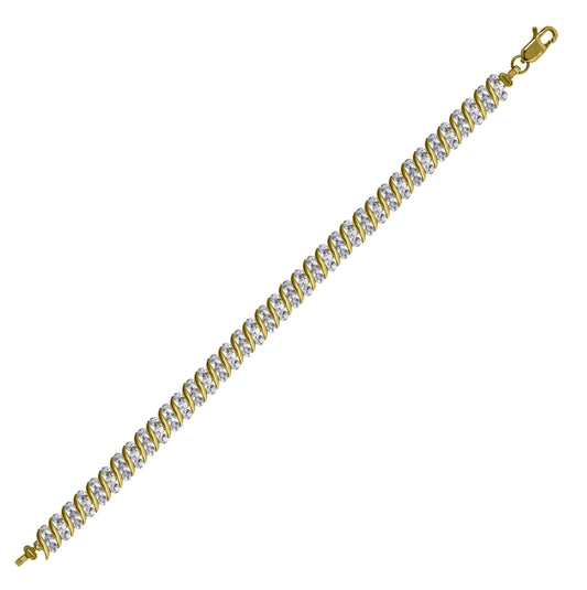 10K Two-Tone Gold Womens Link Bracelet Size 7 Inches