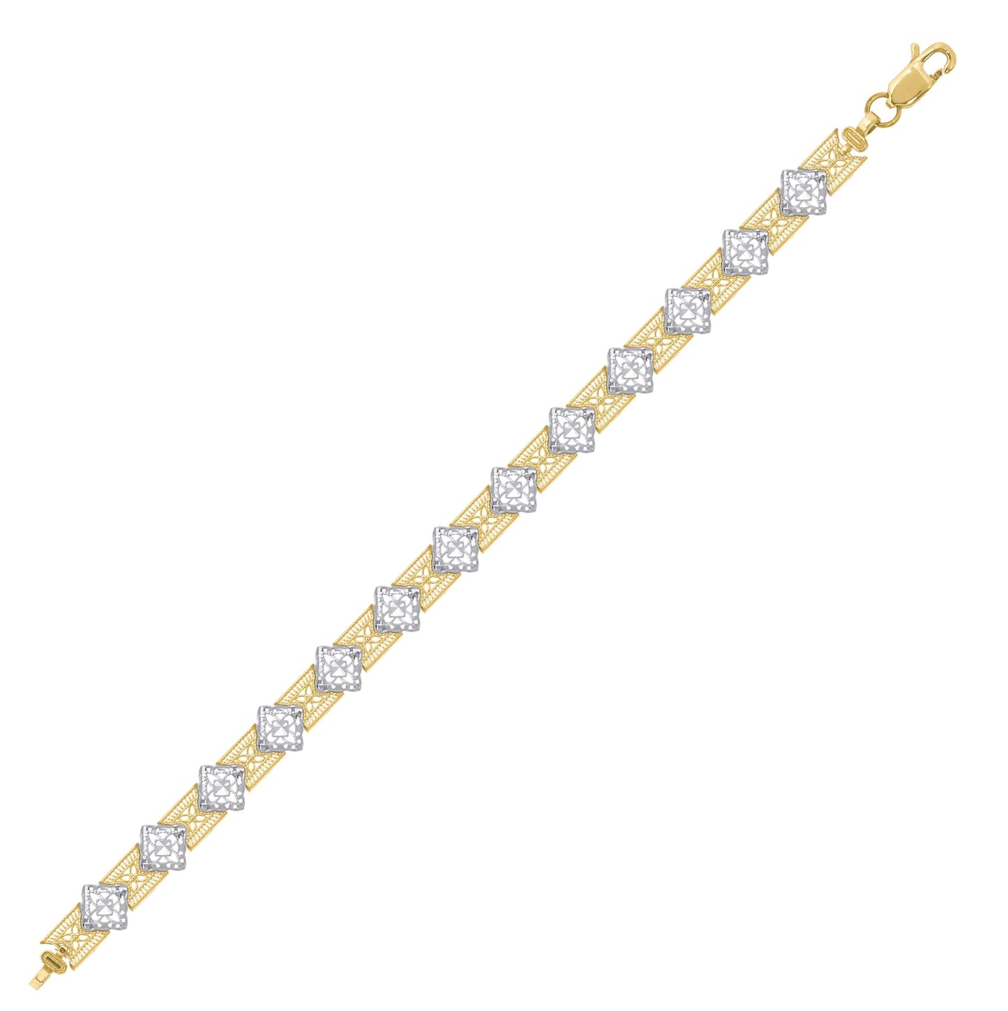 10K Two-Tone Gold Womens Link Bracelet