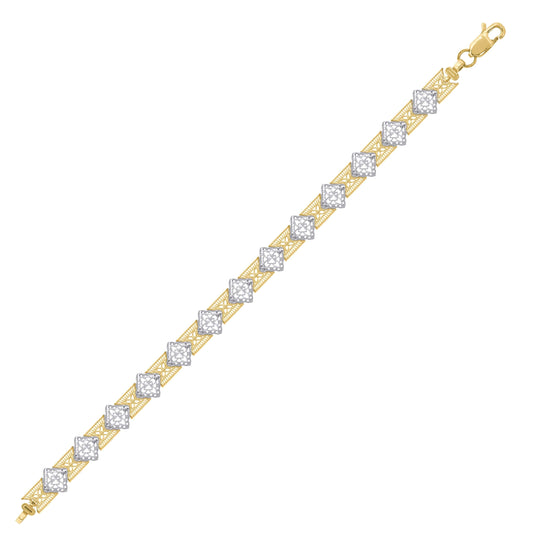 10K Two-Tone Gold Womens Link Bracelet