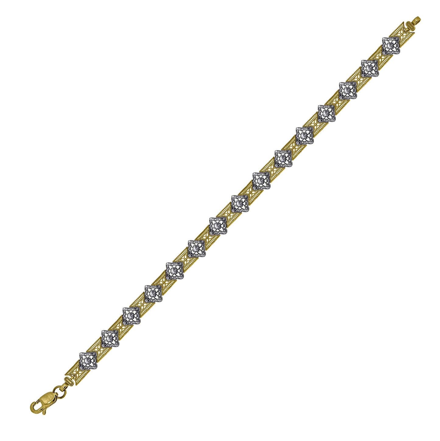10K Two-Tone Gold Womens Link Bracelet