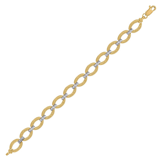 10K Two-Tone Gold Womens Circle Link Bracelet
