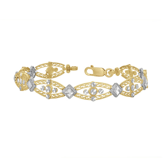 10K Two-Tone Gold Womens Link Bracelet