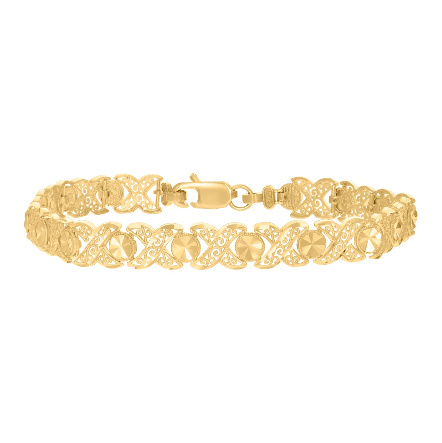 10K Yellow Gold Womens 8" Stampato Bracelet