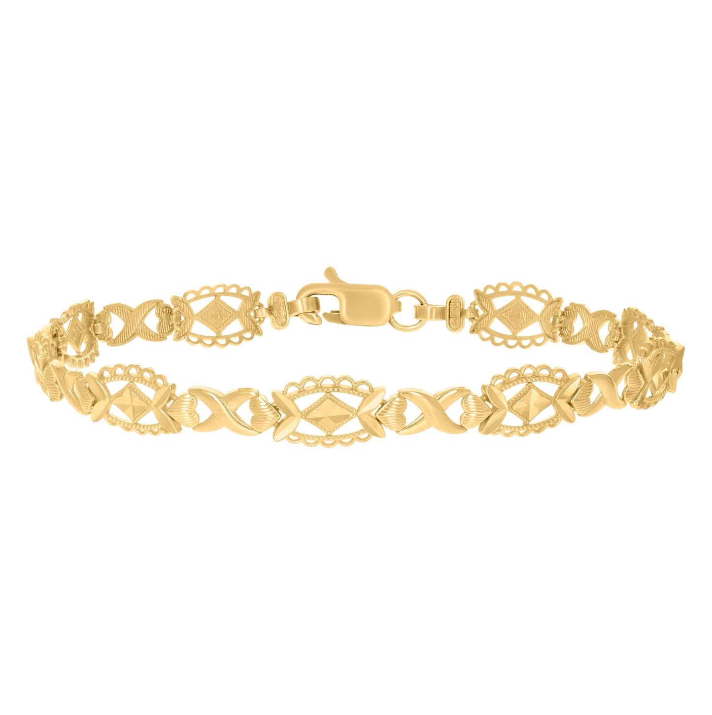 10K Yellow Gold Womens Link Fashion Bracelet