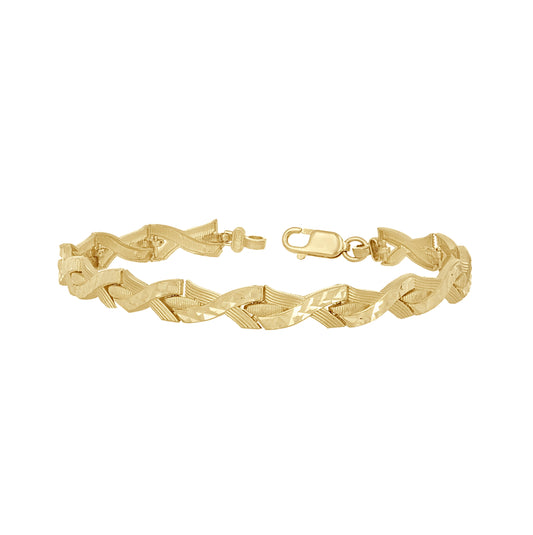 10K Yellow Gold Womens Weaved Link Bracelet