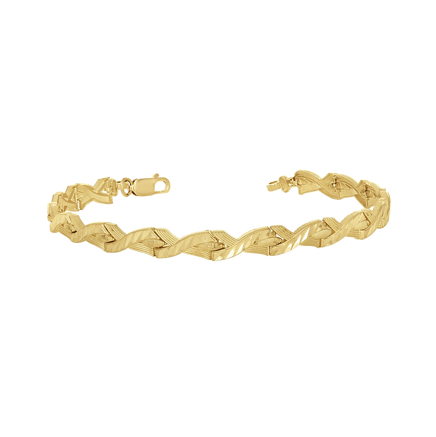 10K Yellow Gold Womens Weaved Link Bracelet