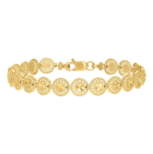 10K Yellow Gold Womens Round Link Bracelet