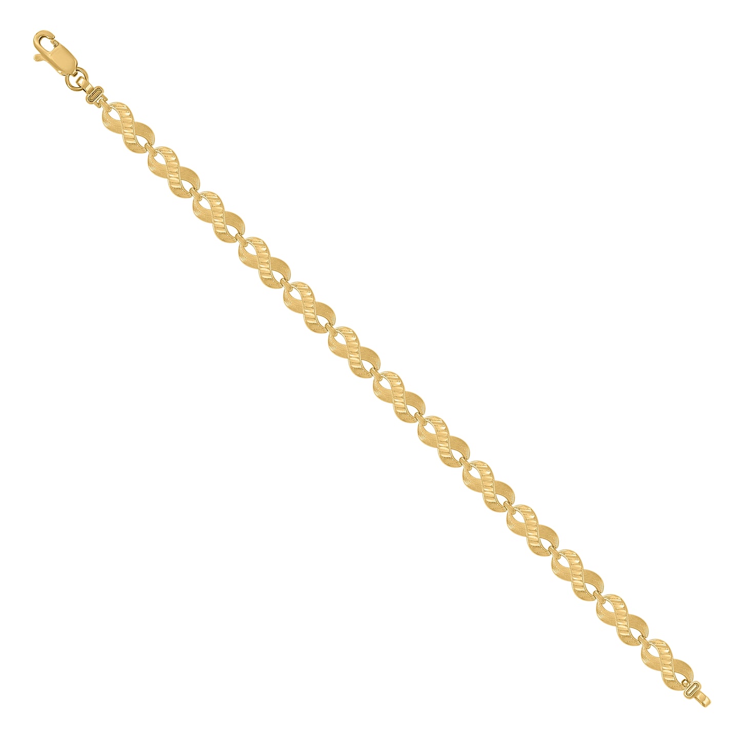 10K Yellow Gold Womens Infinity Love Symbol Link 8" Bracelet