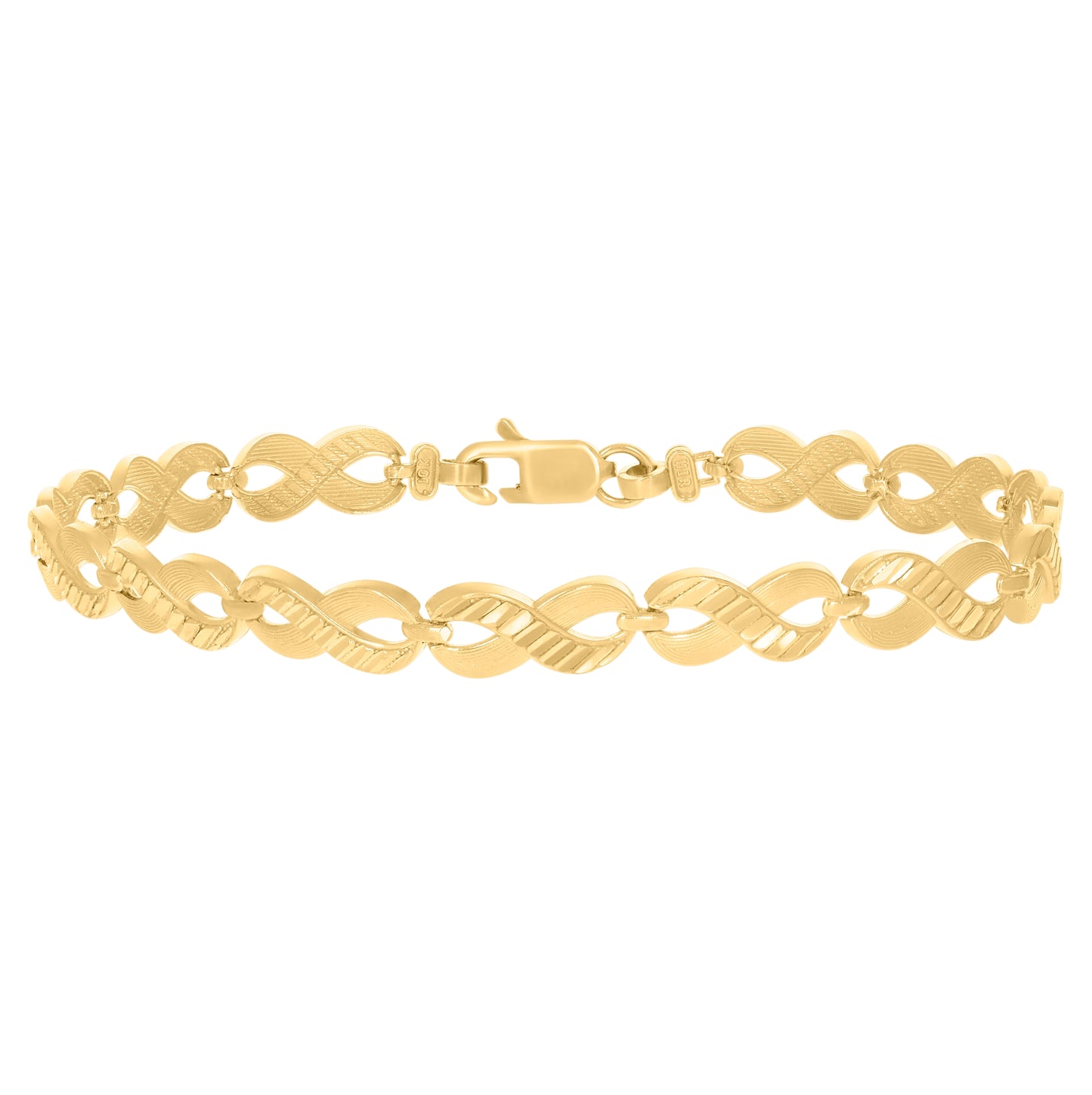 10K Yellow Gold Womens Infinity Love Symbol Link 8" Bracelet