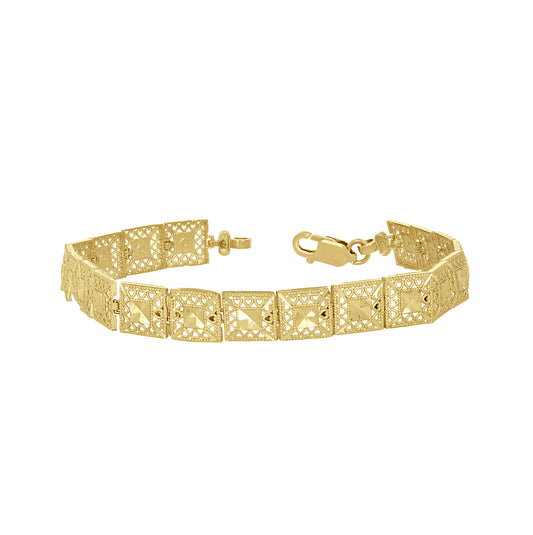 10K Yellow Gold Womens Square Link Bracelet