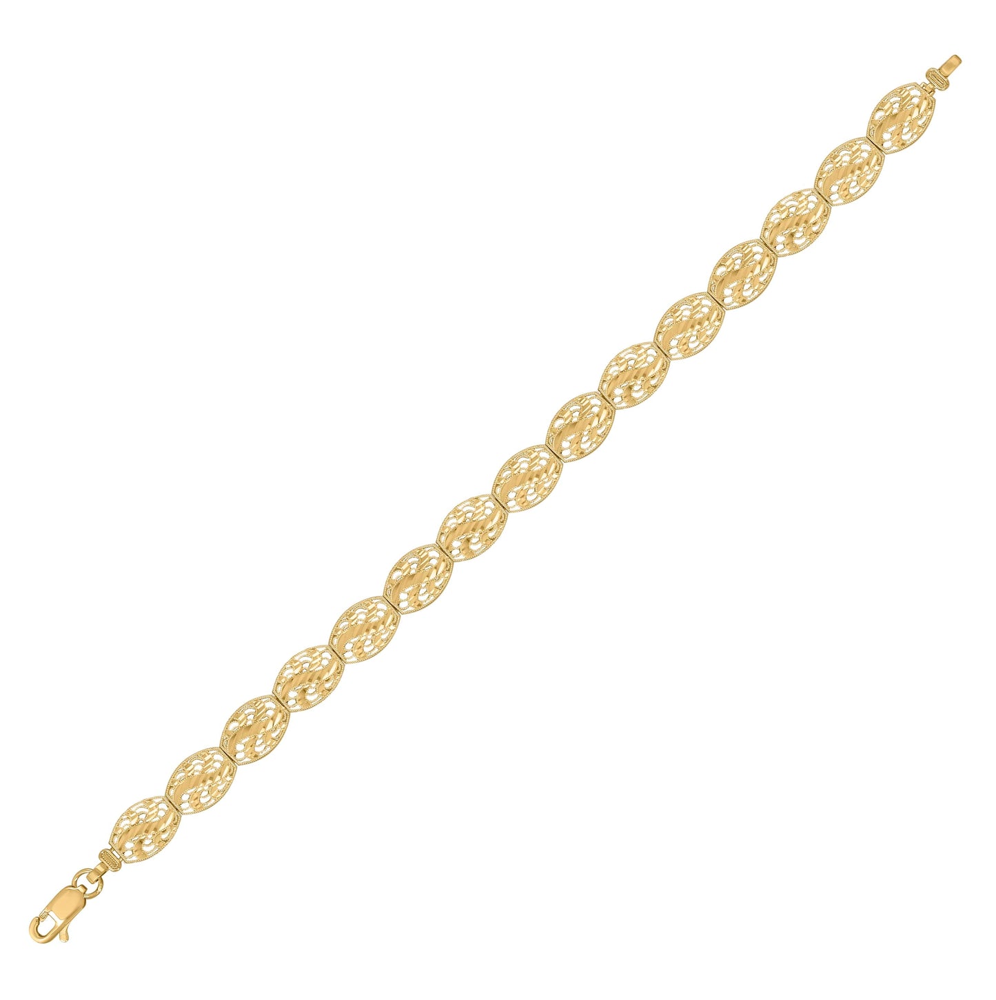 10K Yellow Gold Womens Filigree Bracelet Size 8 Inches