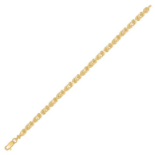 10K Yellow Gold Womens Link Bracelet Size 8 Inches