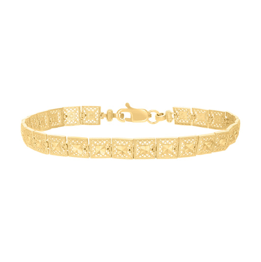 10K Yellow Gold Womens Square Link Bracelet