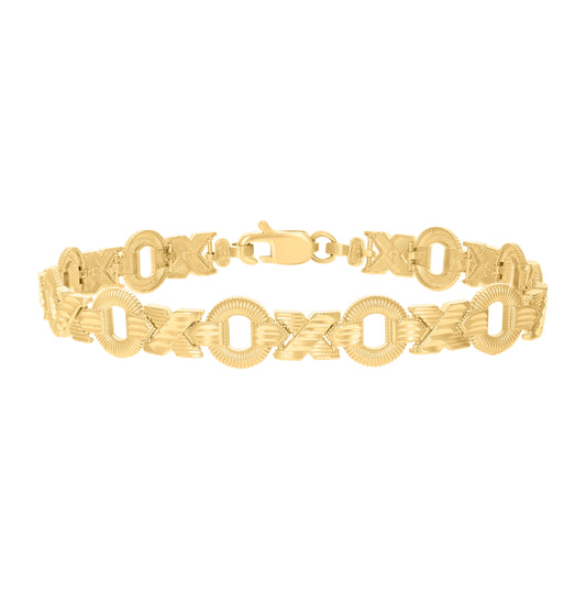 10K Yellow Gold Womens XOXO 8" Stampato Bracelet