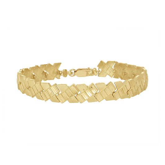 10K Yellow Gold Womens X Link Bracelet Size 8 Inches